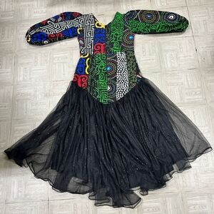 Colorful Patchwork Long Sleeve Dress